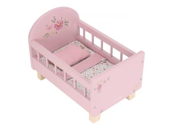 Postieľka pre bábiky drevená s perinkou Pink 6
