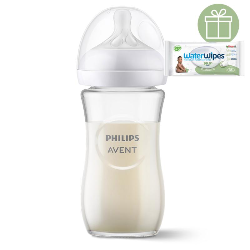 Philips AVENT Fľaša Natural Response sklenená 240 ml, 1m++WW Soapberry 60ks