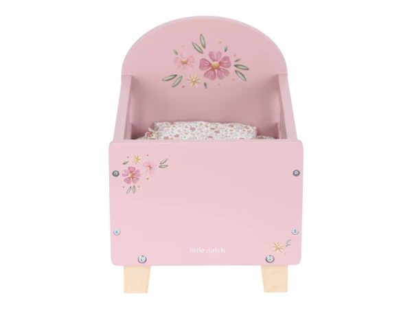 Postieľka pre bábiky drevená s perinkou Pink 7