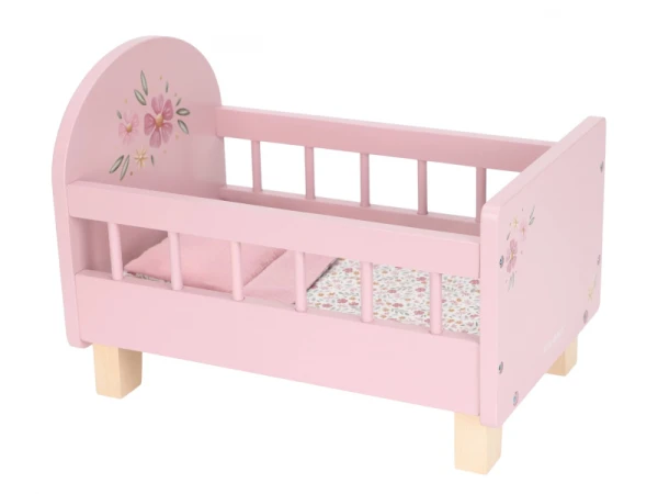 Postieľka pre bábiky drevená s perinkou Pink 1