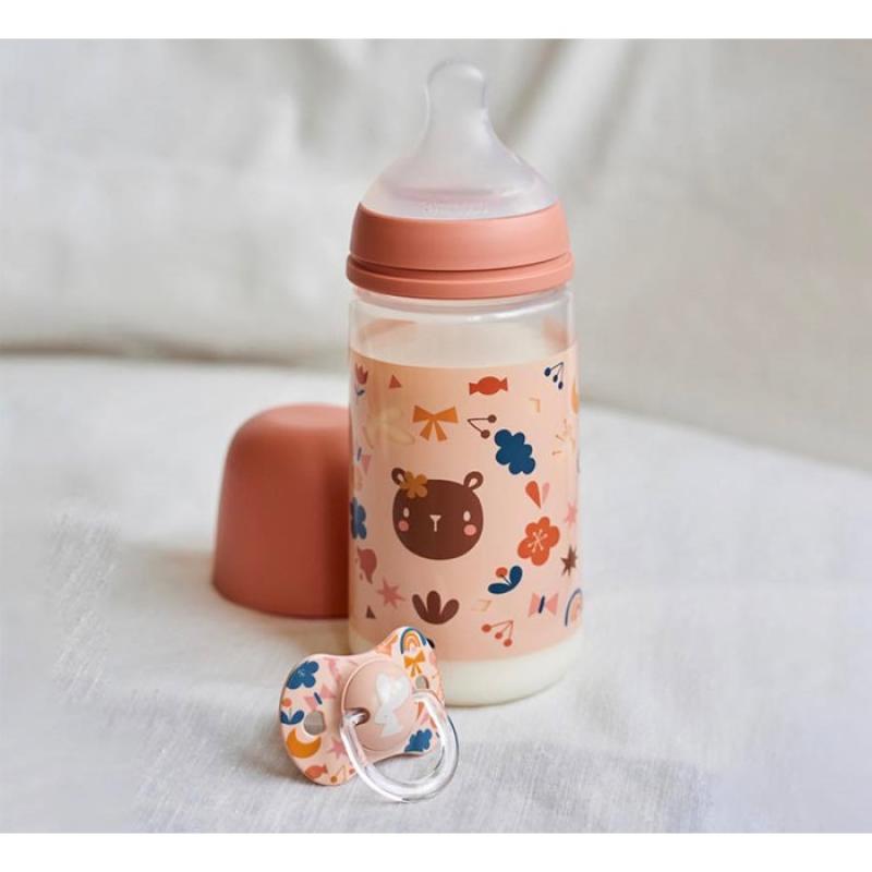 SUAVINEX | Dojčenská fľaša 360 ml L FOREST - ružová
