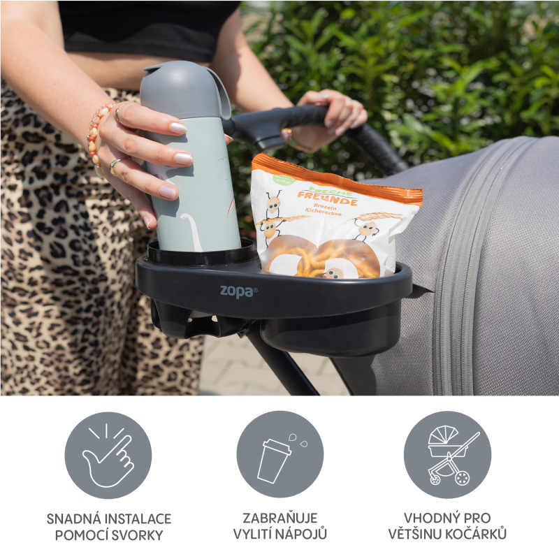 Držák na svačinu na kočárek, Black 2