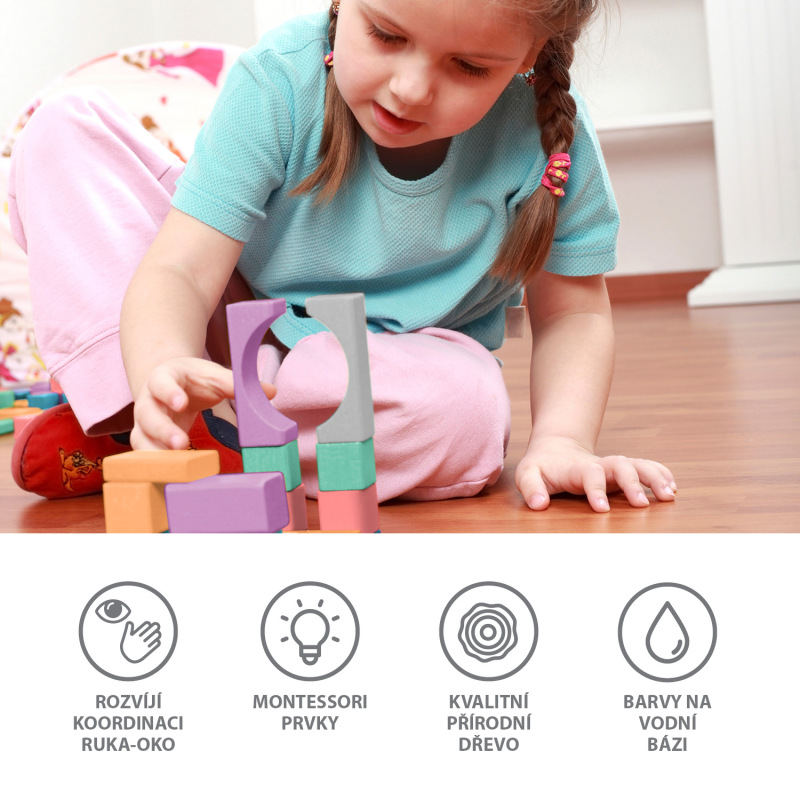 Dřevěný set kostky 100 ks 2