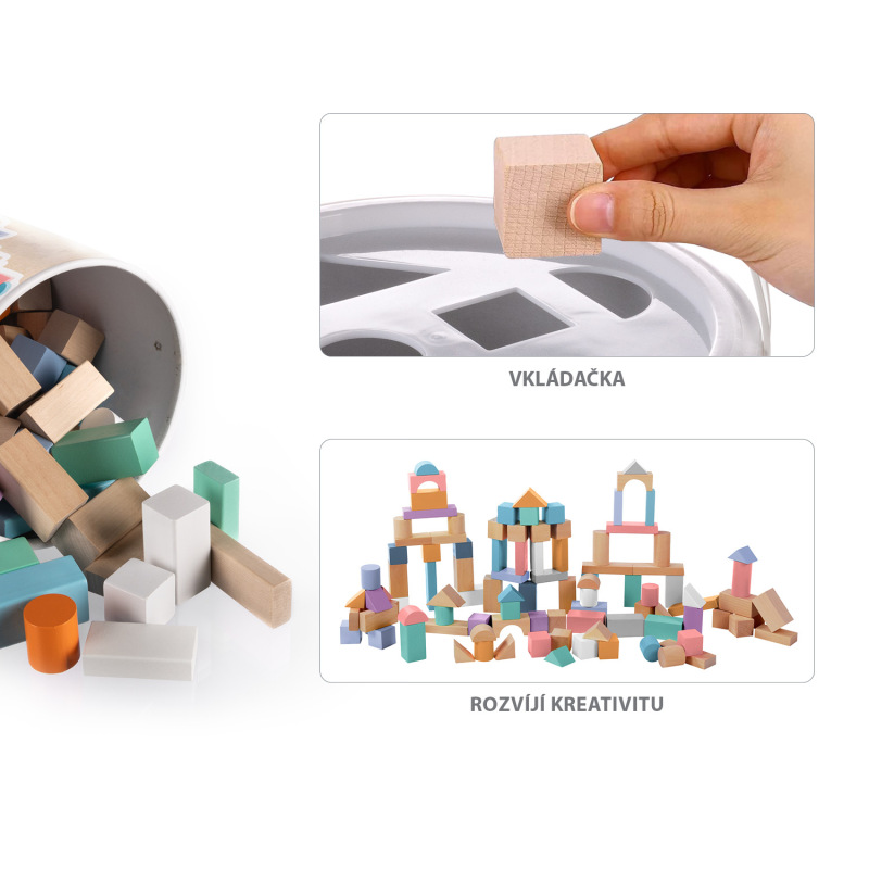 Dřevěný set kostky 100 ks 3