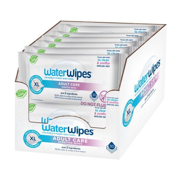 12x WATERWIPES Obrúsky vlhčené Adults bez obsahu plastů 30 ks ( 360 ks ) 1