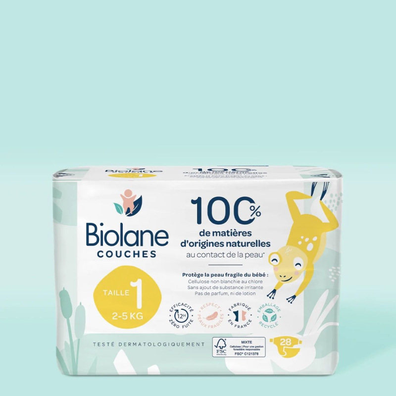 BIOLANE Ekologické plienky veľkosť 1 (2-5 kg), 28 ks