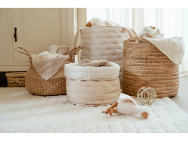 Košík textilný obojstranný veľký Pure Soft Beige Stripe 2