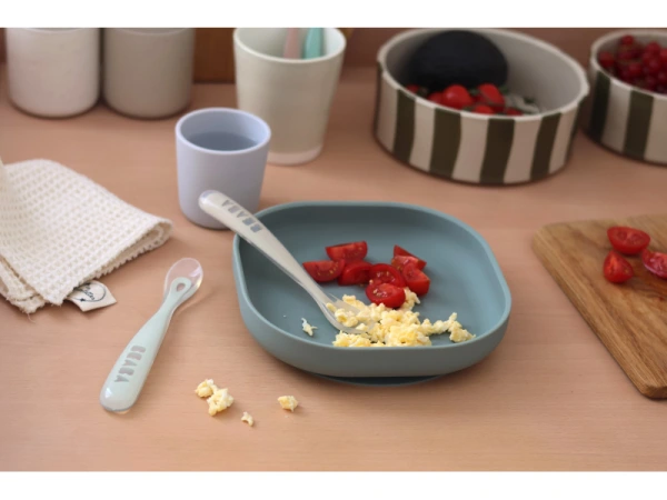 Prvé lyžičky silikónové 2 ks s puzdrom Pebble / Cloud Blue 2