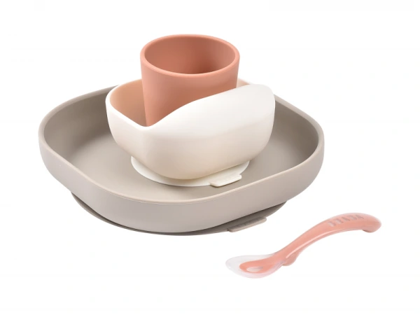 Jedálenská sada silikónová 4-dielna Terracotta / Gazelle