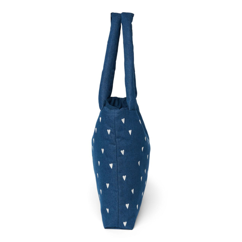 STUDIO NOOS - Denim MOM BAG | Dark Blue White Hearts 2