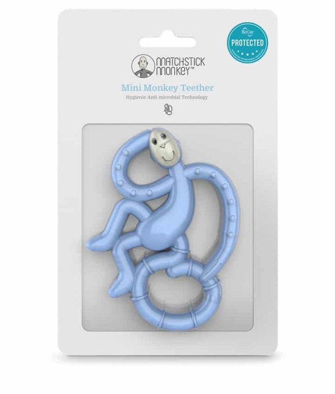 MATCHSTICK MONKEY Mini hryzátko s antimikrobiálnym povrchom Biocote, svetlomodrá 3
