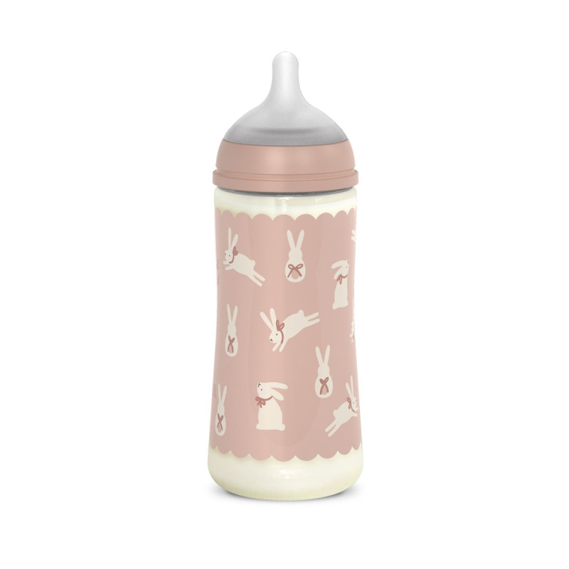 SUAVINEX | Dojčenská fľaša WONDERLAND NEW 360ml FYZIOL PRŮTOK L - ružový králik 3