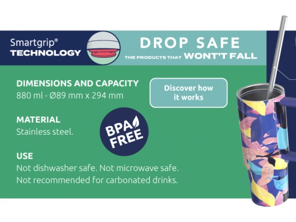 Nerezový termohrnček so slamkou Vibe Black 880 ml 2