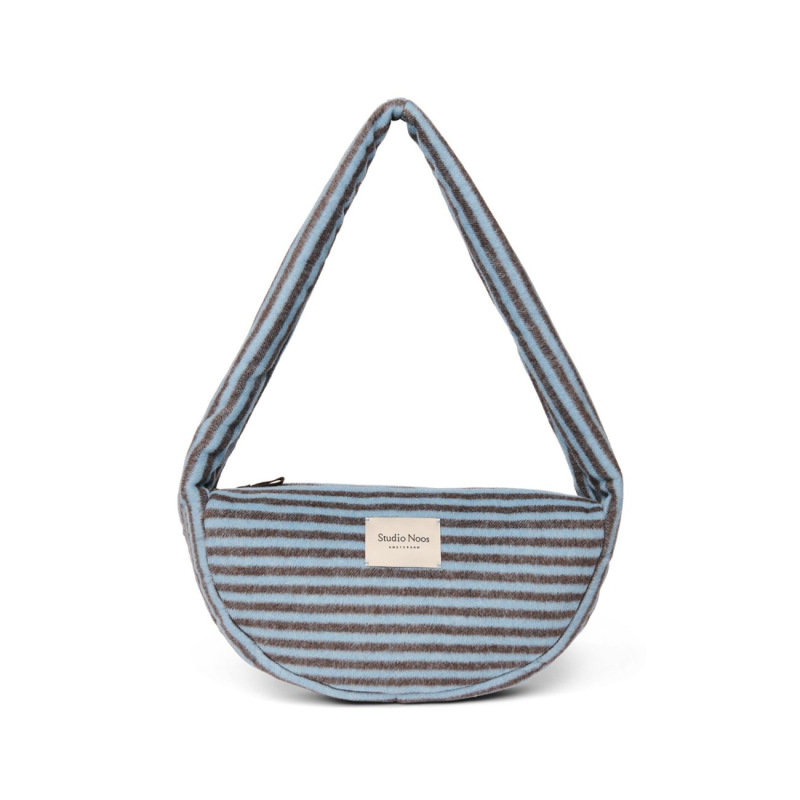 STUDIO NOOS - VLNENÁ Mini Cross Body Bag Stripy Wool l Light blue Brown