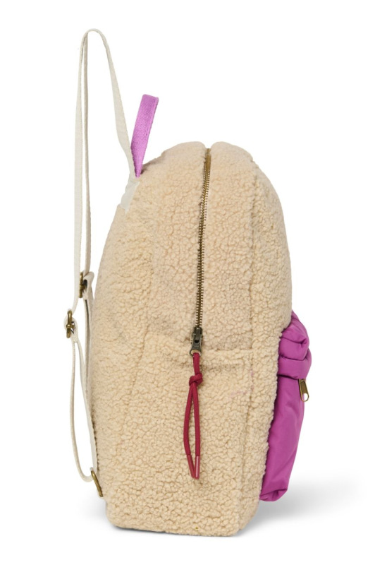 STUDIO NOOS - Teddy Midi BACKPACK - batôžtek s predným vreckom | Ecru/Purple 2