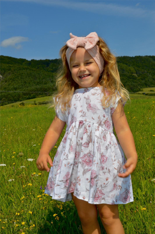 Detská čelenka mašlička Madeira - PEACH 16