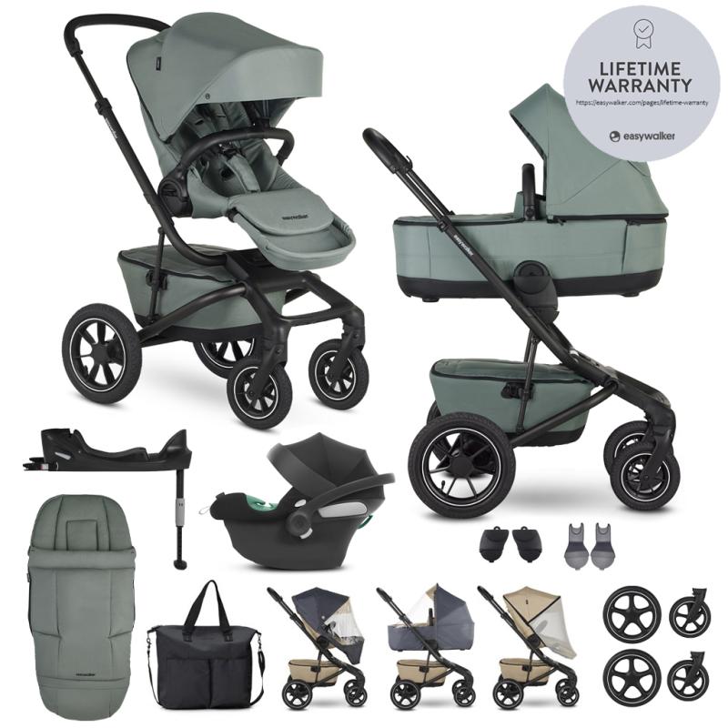 EASYWALKER Kočík kombinovaný Jimmey Thyme Green XXL AIR + RWS + CYBEX Aton B2 i-Size + základňa