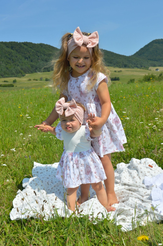 Detská čelenka mašlička Madeira - PEACH 18