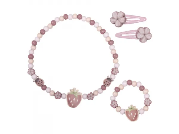 Súprava drevených šperkov Jahody