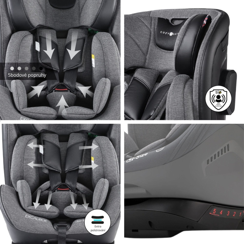 Cozy N Safe EXCALIBUR i-Size autosedačka 76-150, Black/Grey 2025 3