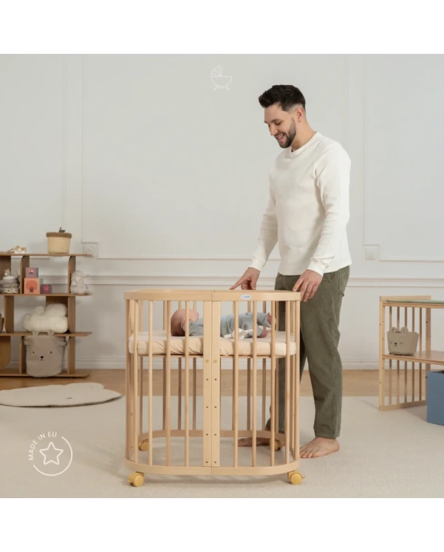 WALDIN rastúca postieľka 7v1 s matracom – Natural Wood 2