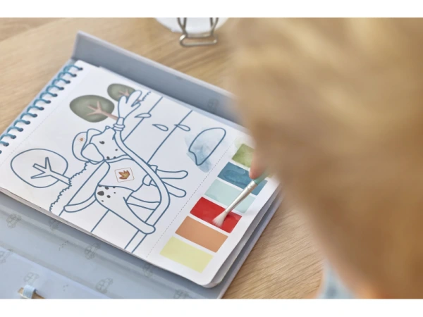 Omaľovánky s vodovkami a samolepkami Jim Doprava 4