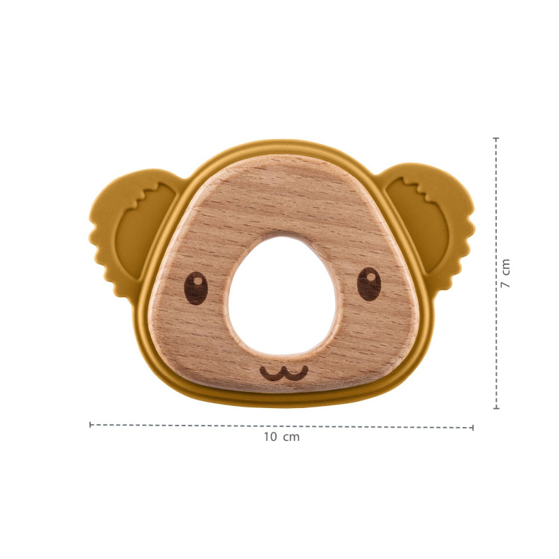 Silikónové drevené hryzátko Koala, Sand Beige 1
