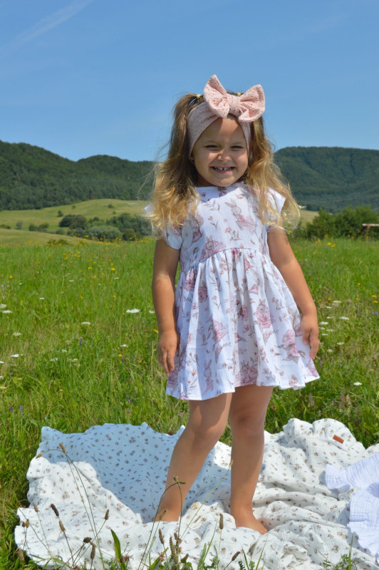 Detská čelenka mašlička Madeira - PEACH 19