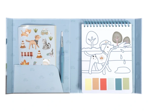 Omaľovánky s vodovkami a samolepkami Jim Doprava 1