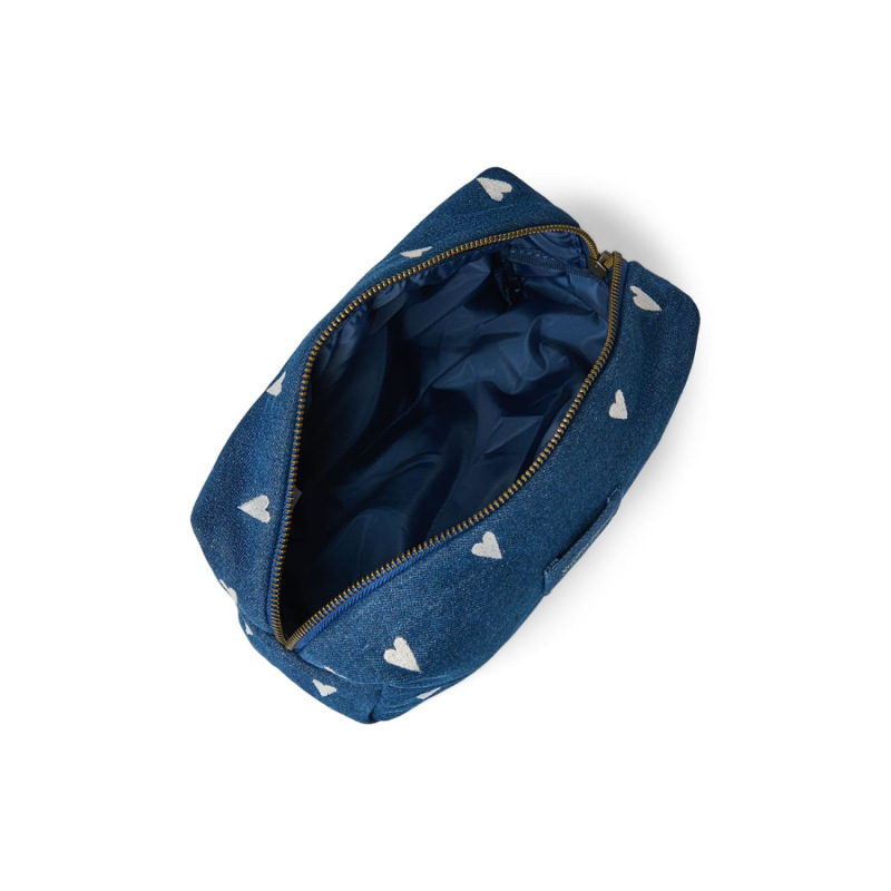 STUDIO NOOS - Denim POUCH - kabelka | Dark Blue White Hearts 3