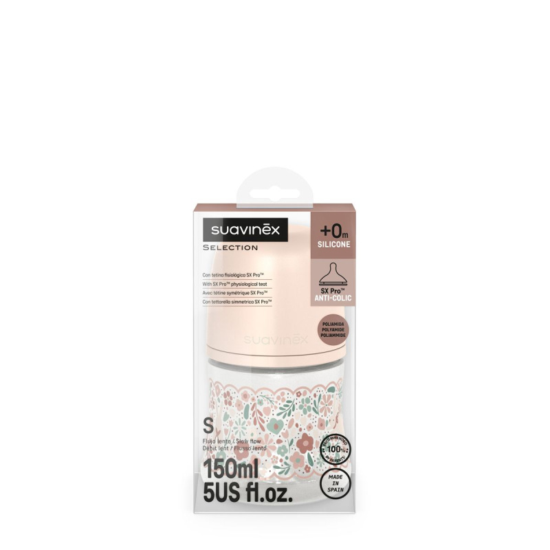 SUAVINEX | Dojčenská fľaša WONDERLAND NEW 150ml FYZIOL PRŮTOK S - ružový kvet 4