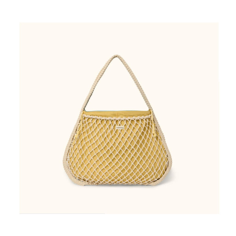 STUDIO NOOS - MACRAME MOM BAG | síťka Natural & vnitřní taška Blue Yellow 1