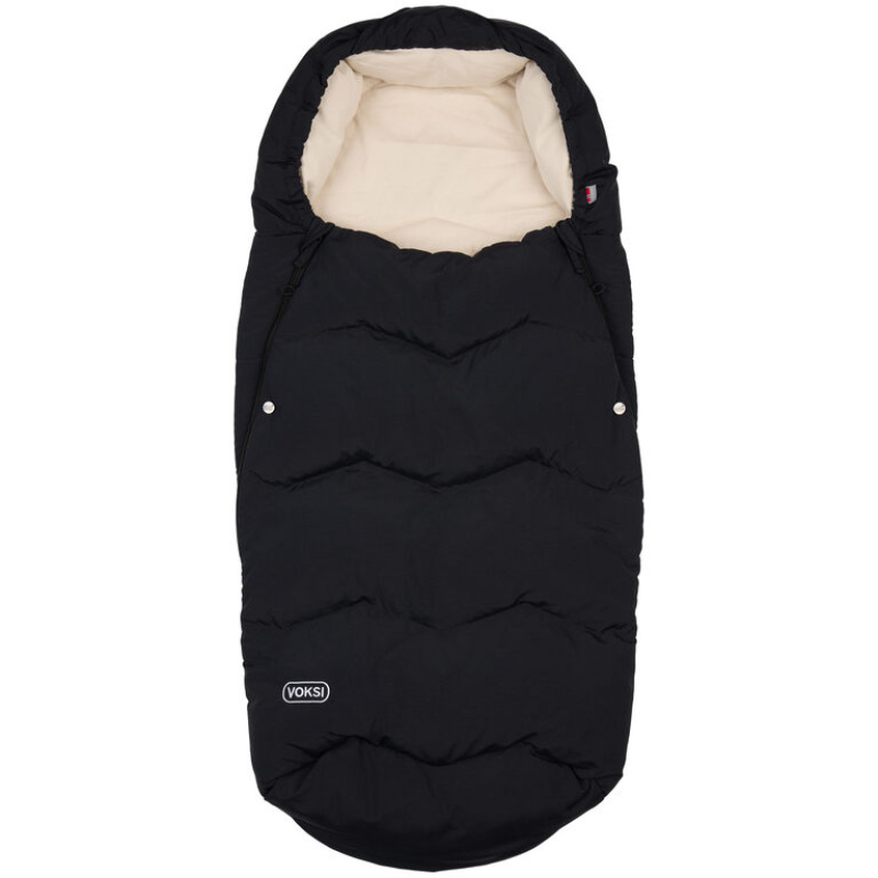 Voksi Explorer – prémiový fusak do kočíka s vlnou a perím - Black Solid