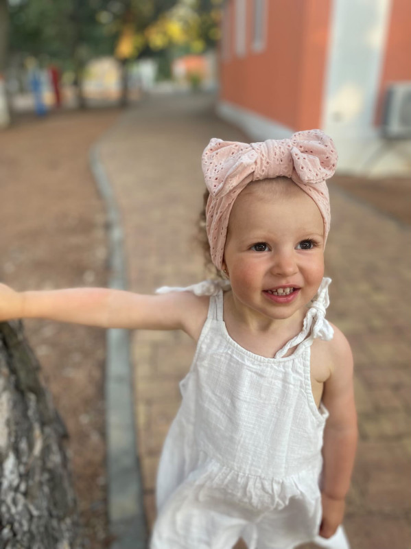Detská čelenka mašlička Madeira - PEACH 1