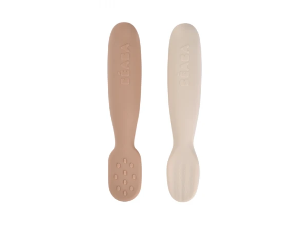 Prvé trénovacie lyžičky silikónové 2 ks Praline / Clay 1