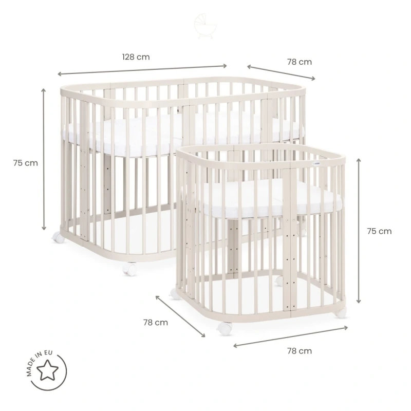 WALDIN rastúca postieľka 7v1 s matracom – Natural Wood 10