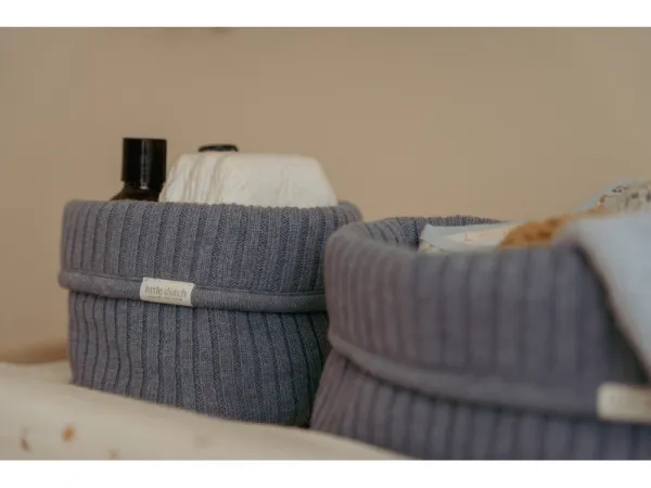 Košík na hračky pletený veľký Pure Denim Blue 2