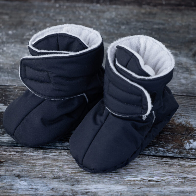 Voksi Baby Booties – zateplené papučky 0-1 rok, Black Light Grey 1