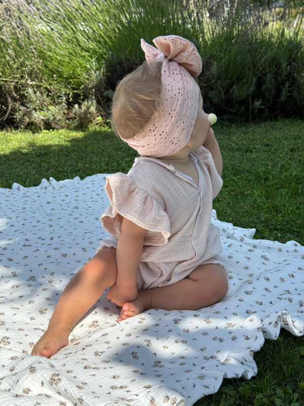 Detská čelenka mašlička Madeira - PEACH 13