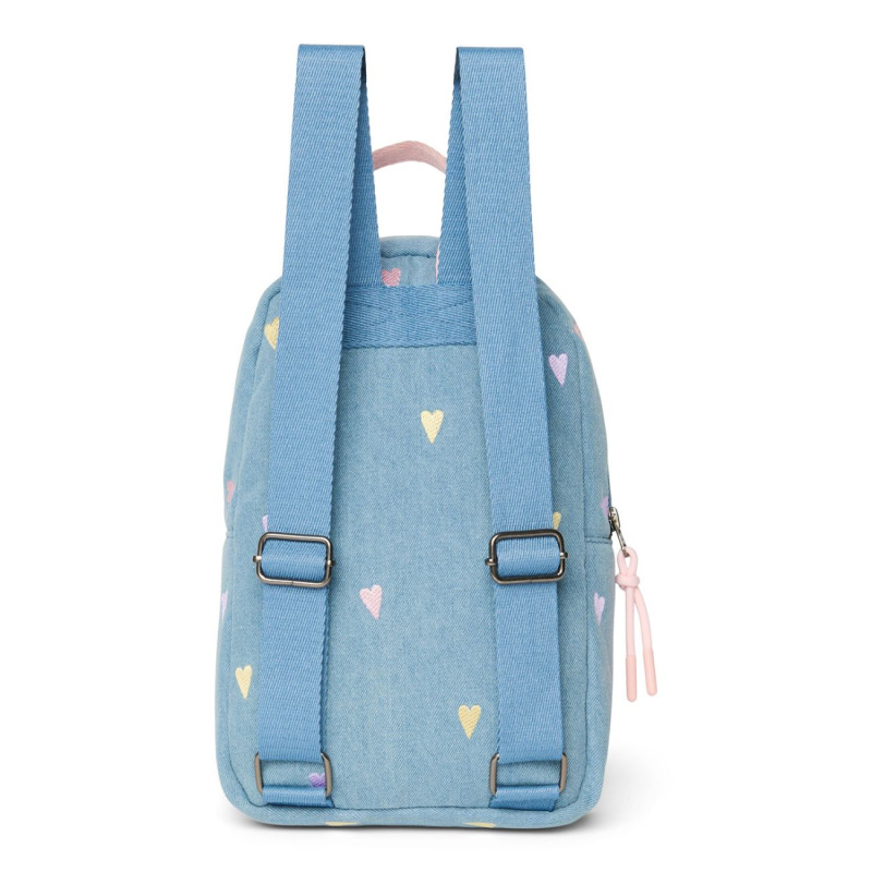 STUDIO NOOS - Denim Mini BACKPACK - batôžtek | Hearts Light Blue Hearts 3