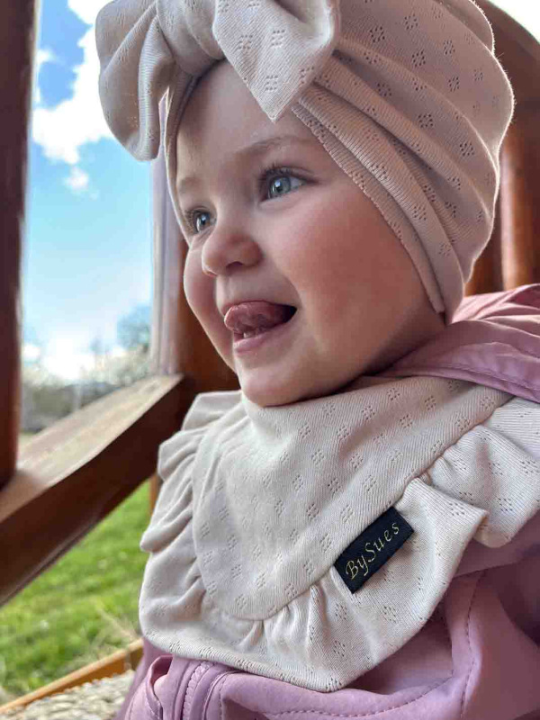 Detská čiapka / Turban s Mašľou, POINTELLE CAPPUCINO 4