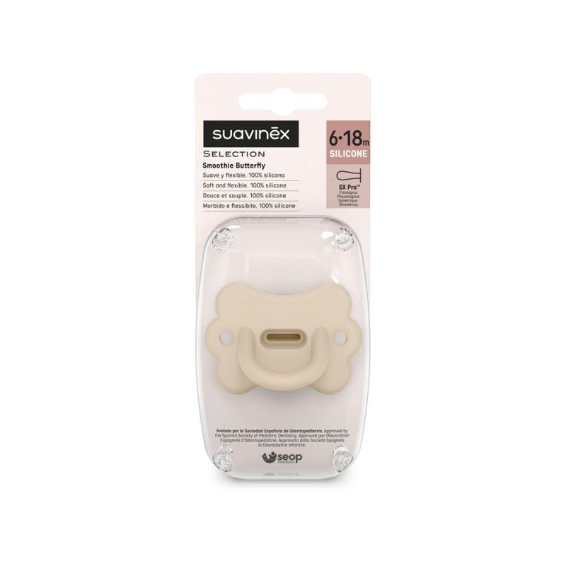 SUAVINEX | CUMLÍK fyziologický BUTTERFLY SILIKON 6-18m SX PRO - COLOUR ESSENCE - krémové 2