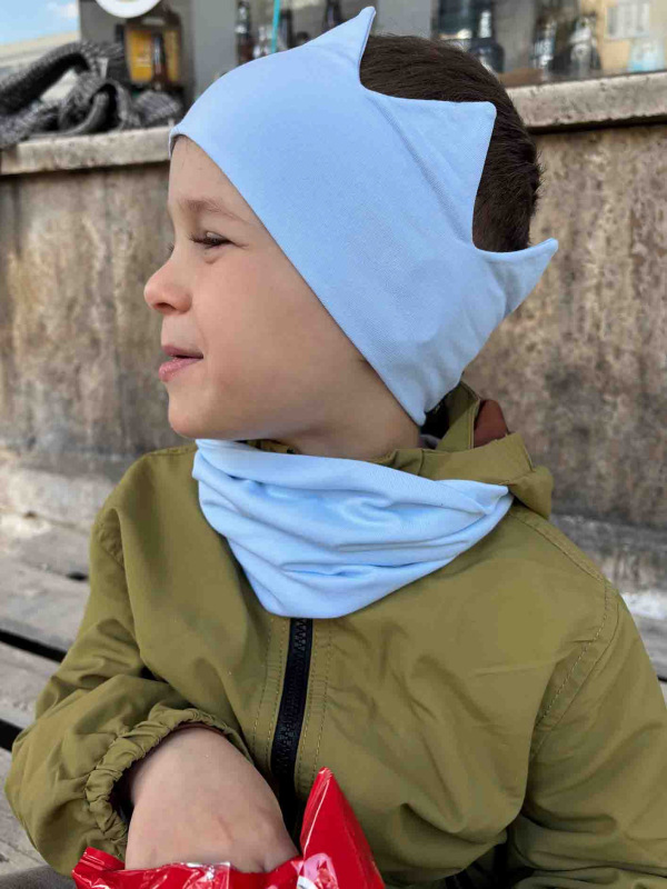 Detská čelenka korunka Bavlna - BABY BLUE 3