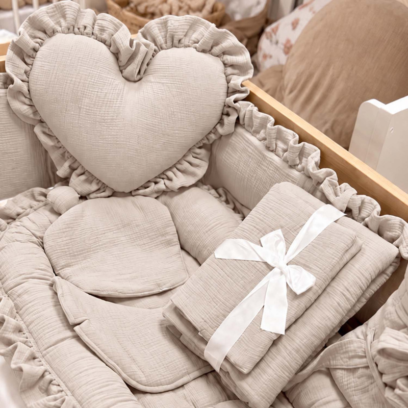 Set do postieľky bez volánu, mušelín SILVER BEIGE 4