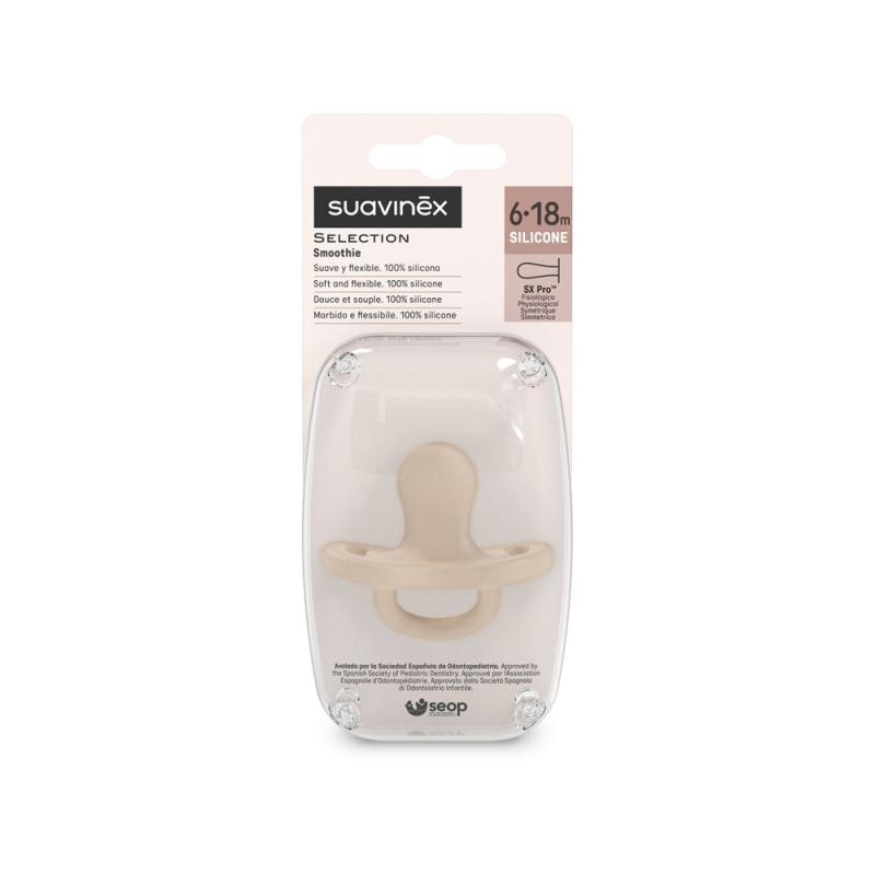 SUAVINEX | CUMLÍK fyziologický SILIKON 6-18m SX PRO - COLOUR ESSENCE - krémové 2