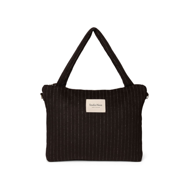 STUDIO NOOS - Flannel Chalkstripe DIAPER BAG | Brown
