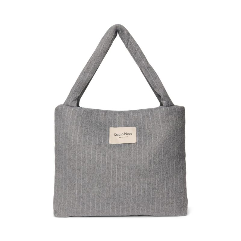 STUDIO NOOS - Flannel Chalkstripe MOM BAG | Light Grey