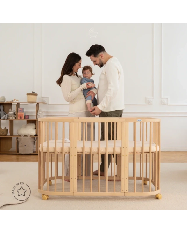WALDIN rastúca postieľka 7v1 s matracom – Natural Wood 4