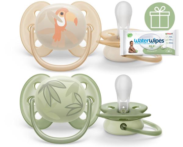 Philips AVENT Cumlík Ultrasoft Premium zvieratko 0-6m chlapec 2 ks+WW Soapberry 60ks