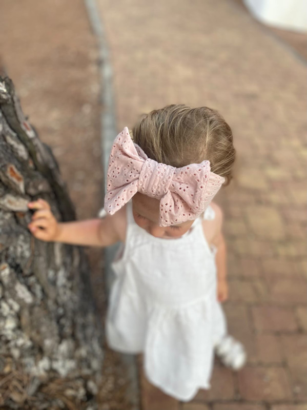 Detská čelenka mašlička Madeira - PEACH 4